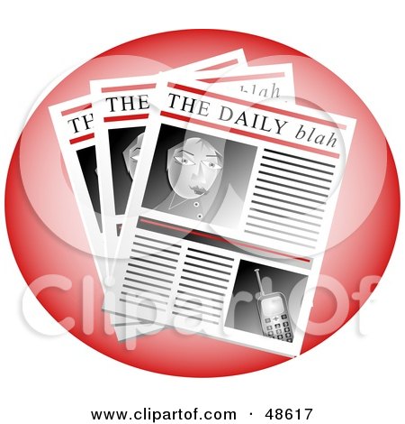 Royalty-Free (RF) Clipart Illustration of Newspapers Resting on a Red Table by Prawny