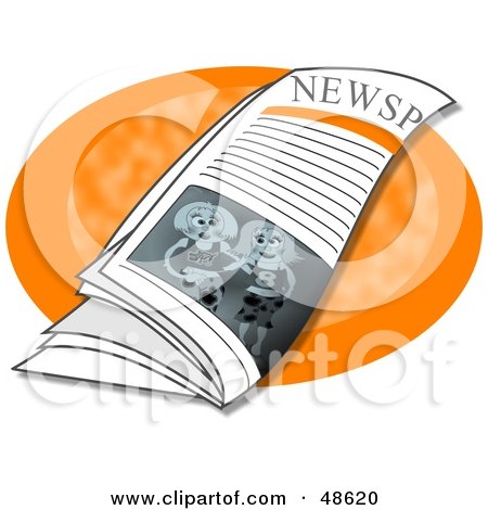 Royalty-Free (RF) Clipart Illustration of a Newspaper Resting On An Orange Table by Prawny