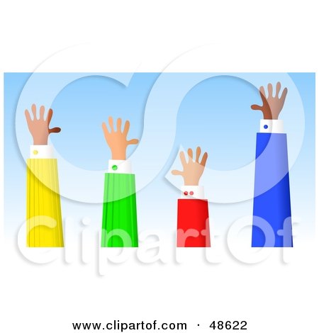 Royalty-Free (RF) Clipart Illustration of a Row Handy Hands Waving by Prawny