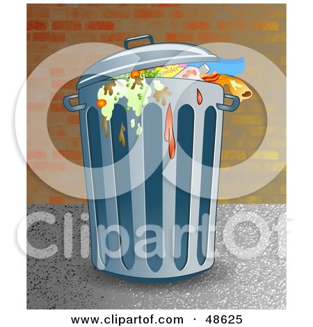 Royalty-Free (RF) Clipart Illustration of a Nasty Trash Can Full of Old Food by Prawny