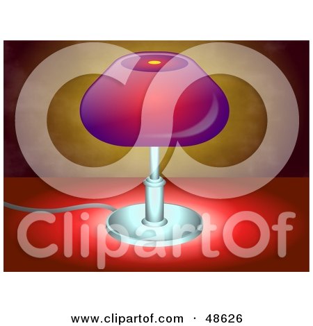 Royalty-Free (RF) Clipart Illustration of an Illuminated Lamp With A Purple Shade On A Table by Prawny