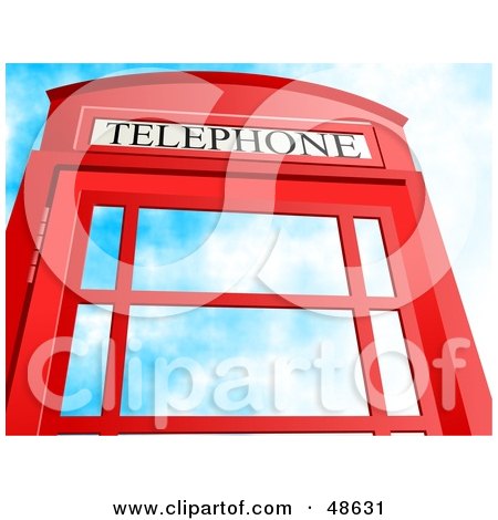 Royalty-Free (RF) Clipart Illustration of a Red Telephone Booth Against A Blue Cloudy Sky by Prawny