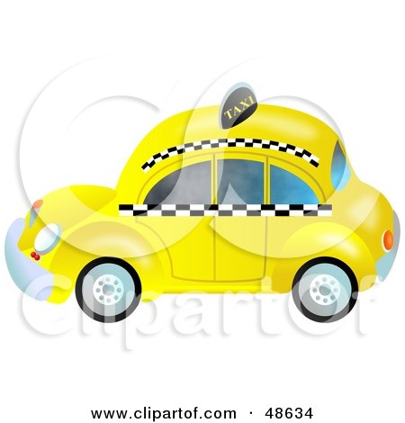 Royalty-Free (RF) Clipart Illustration of a Retro Yellow Taxi Cab by Prawny