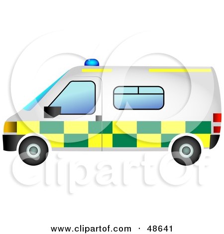 Royalty-Free (RF) Clipart Illustration of a White, Green and Yellow Ambulance by Prawny