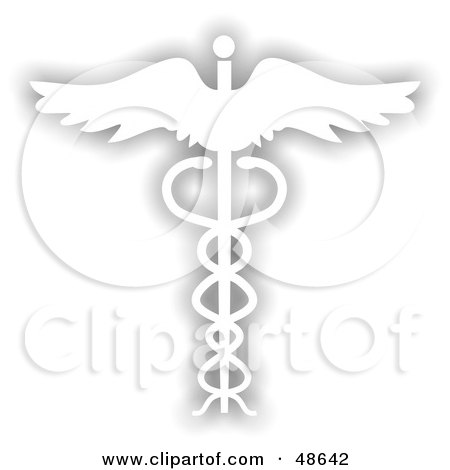 Royalty-Free (RF) Clipart Illustration of a Gray And White Caduceus Symbol by Prawny