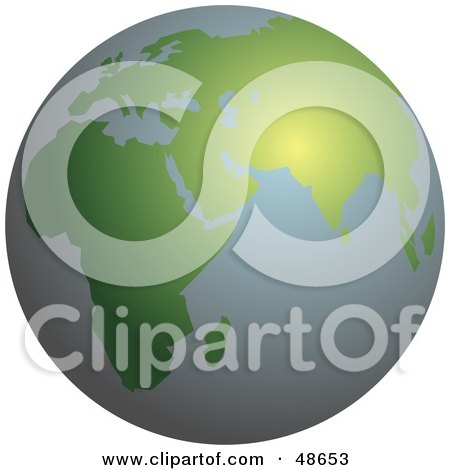 Royalty-Free (RF) Clipart Illustration of a Green and Gray Globe With African And Asia by Prawny
