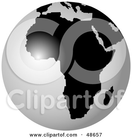Royalty-Free (RF) Clipart Illustration of a White And Black Globe Featuring Africa by Prawny