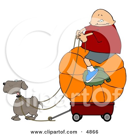 Funny Dog Pulling a Boy On a Big Pumpkin in a Wagon Posters, Art Prints