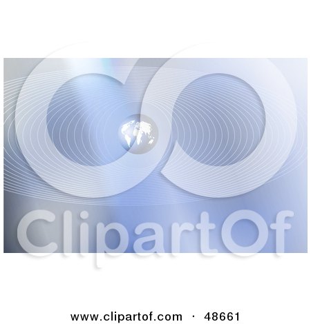Royalty-Free (RF) Clipart Illustration of a Small Globe Surrounded By Communication Waves by Prawny