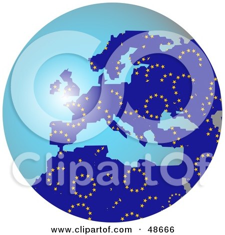 Royalty-Free (RF) Clipart Illustration of a Blue European Globe by Prawny