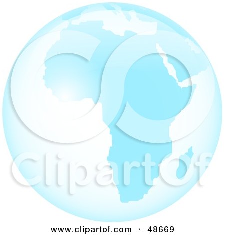 Royalty-Free (RF) Clipart Illustration of a Blue Glass Globe of Africa by Prawny