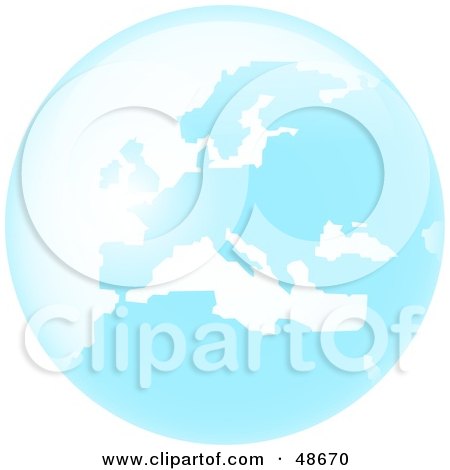 Royalty-Free (RF) Clipart Illustration of a Blue Glass Globe of Europe by Prawny
