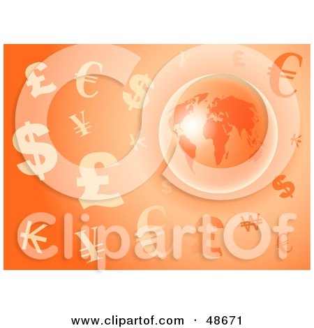 Royalty-Free (RF) Clipart Illustration of an Orange Globe currency Background by Prawny