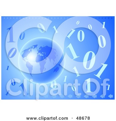 Royalty-Free (RF) Clipart Illustration of a Blue Globe With Arrows And Binary by Prawny