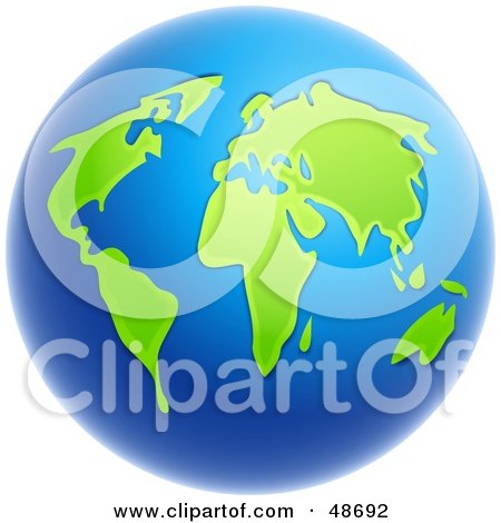 Royalty-Free (RF) Clipart Illustration of a Globe With Deep Blue Seas And Lush Green Continents by Prawny