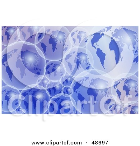 Royalty-Free (RF) Clipart Illustration of a Blue Background Of Transparent Earth Bubbles by Prawny
