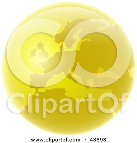 Royalty-Free (RF) Clipart Illustration of a Golden Globe Featuring Europe by Prawny