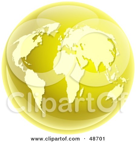 Royalty-Free (RF) Clipart Illustration of a Gold World Globe by Prawny