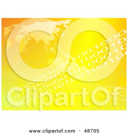 Royalty-Free (RF) Clipart Illustration of a Yellow Atlas Background With Rows Of Binary by Prawny
