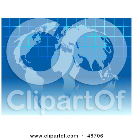 Royalty-Free (RF) Clipart Illustration of a Blue Atlas With Grid Lines by Prawny