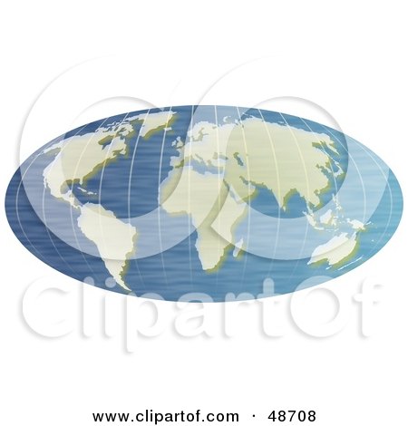 Royalty-Free (RF) Clipart Illustration of a Blue Grid Earth Map by Prawny