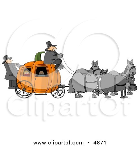 Horses Pulling People On a Pumpkin Carriage Clipart by djart