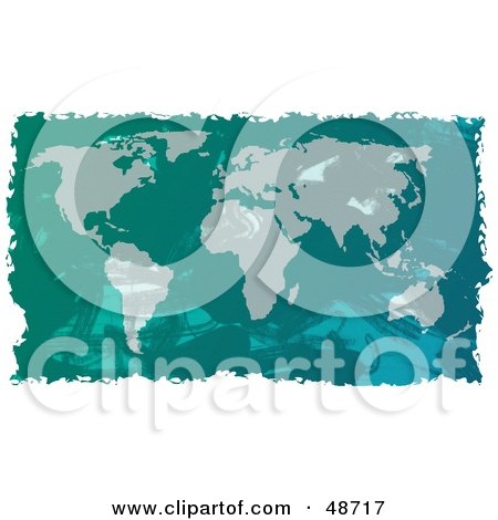 Royalty-Free (RF) Clipart Illustration of a Grungy Green World Atlas Background by Prawny