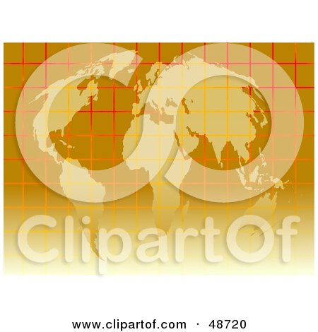 Royalty-Free (RF) Clipart Illustration of an Orange Atlas With Grid Lines by Prawny