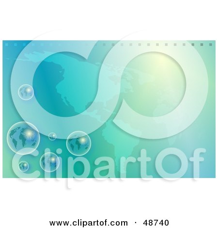 Royalty-Free (RF) Clipart Illustration of a Gradient Atlas Background With Floating Earth Bubbles by Prawny