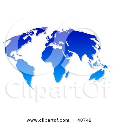 Royalty-Free (RF) Clipart Illustration of a Gradient Blue World Map on White by Prawny
