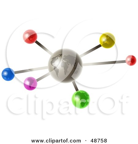 Royalty-Free (RF) Clipart Illustration of a Gray Globe Molecule by Prawny