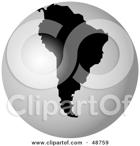 Royalty-Free (RF) Clipart Illustration of a Black And White Globe Featuring South America by Prawny
