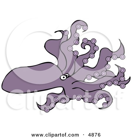 Bottom-living Cephalopod Octopus with a Soft Oval Body with Eight Long Tentacles Clipart by djart