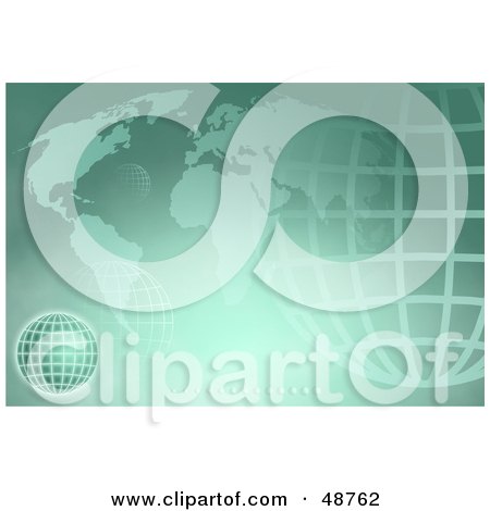 Royalty-Free (RF) Clipart Illustration of a Green Background Of An Atlas And Wire Globe by Prawny