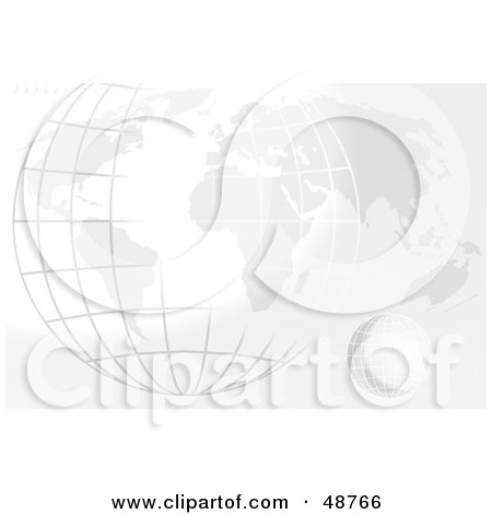 Royalty-Free (RF) Clipart Illustration of a White And Gray Background Of An Atlas And Wire Globe by Prawny
