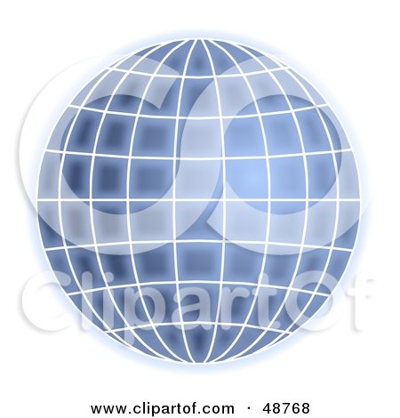 Royalty-Free (RF) Clipart Illustration of a Glowing Blue Grid Globe by Prawny
