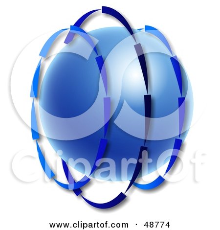 Royalty-Free (RF) Clipart Illustration of Blue Arrows Circling Around A Blue Globe by Prawny
