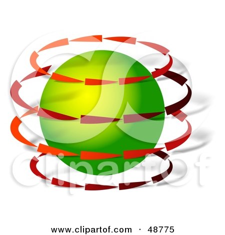 Royalty-Free (RF) Clipart Illustration of Red Arrows Revolving Around A Green Globe by Prawny