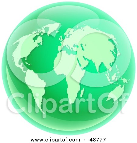 Royalty-Free (RF) Clipart Illustration of a Green on Green World Globe by Prawny