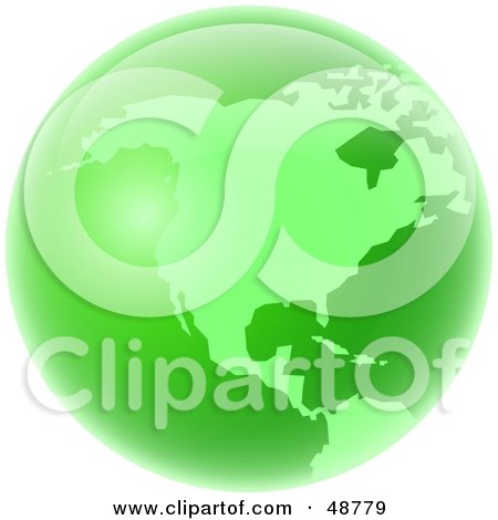 Royalty-Free (RF) Clipart Illustration of a Green Globe of North America by Prawny