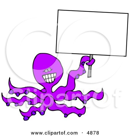 Smiley Octopus Holding a Blank Sign Clipart by djart
