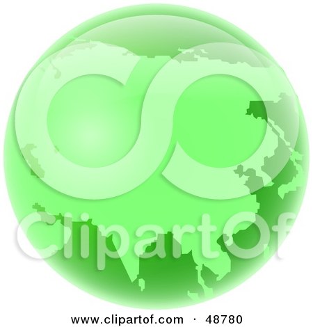 Royalty-Free (RF) Clipart Illustration of a Green Globe of Asia by Prawny