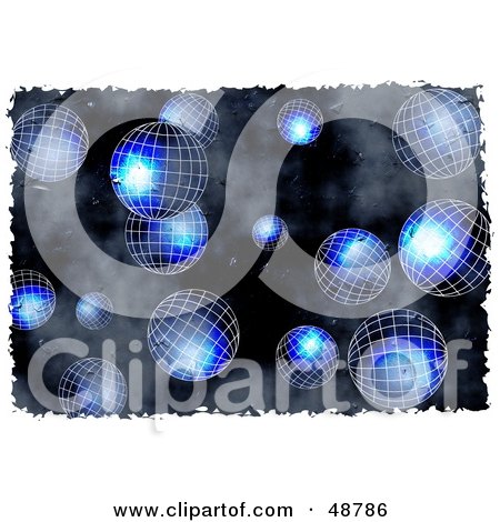 Royalty-Free (RF) Clipart Illustration of a Grungy Blue Wire Globe Background by Prawny