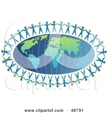 Royalty-Free (RF) Clipart Illustration of Paper People Holding Hands Around An Atlas by Prawny
