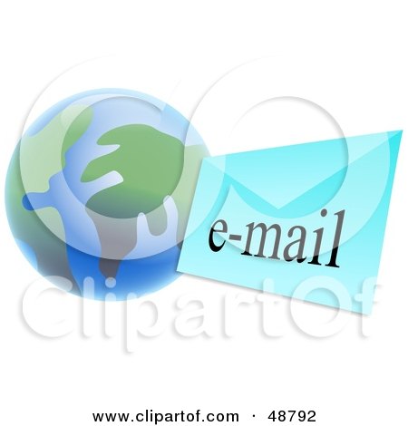 Royalty-Free (RF) Clipart Illustration of an Electronic World Globe With An Email Envelope by Prawny