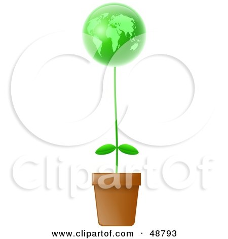 Royalty-Free (RF) Clipart Illustration of a Potted Plant With a Green Globe Bloom by Prawny