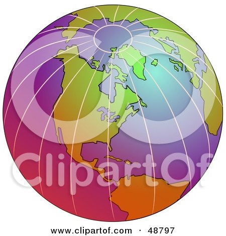 Royalty-Free (RF) Clipart Illustration of a Lined, Colorful And Gradient Globe by Prawny