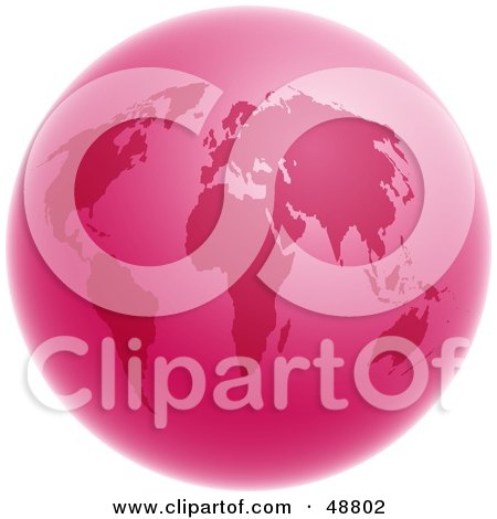 Royalty-Free (RF) Clipart Illustration of a Pretty Pink World Globe by Prawny