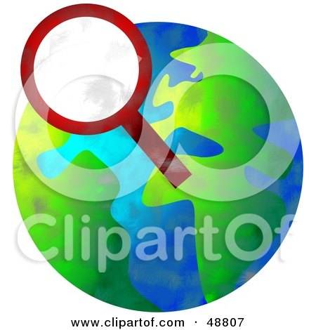 Royalty-Free (RF) Clipart Illustration of a Magnifyging Glass Over a Globe by Prawny
