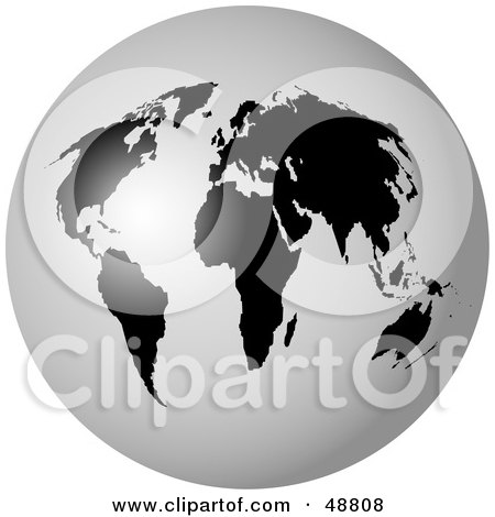 Royalty-Free (RF) Clipart Illustration of a Black And White World Globe by Prawny